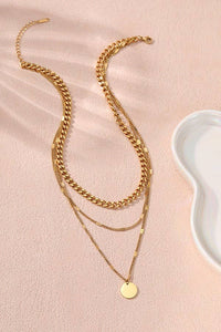 TITANIUM  STEEL NON-TARNISH LAYERED CHAIN NECKLACE
