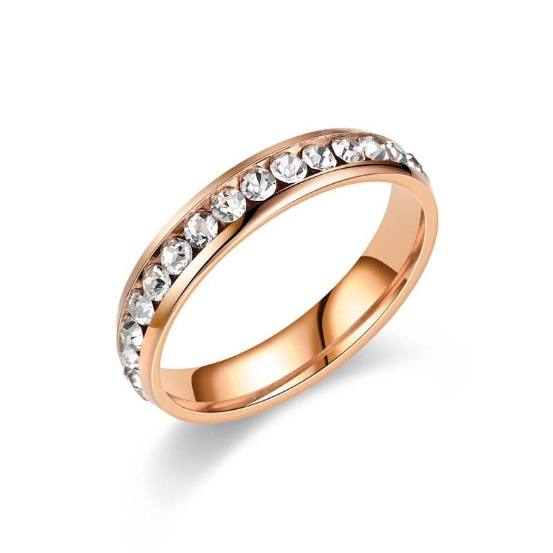 Pave Setting FULL Eternity Ring in Stainless Steel