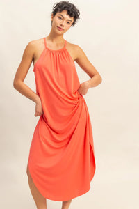 Halter Neck Asymmetrical Midii Dress