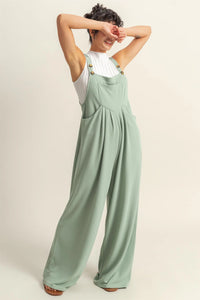 Waffle Pleated Pocket Detail Jumpsuit