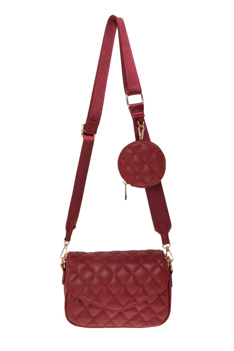 ICCO Quilted Rectangular Shoulder Bag with Pouch Attached