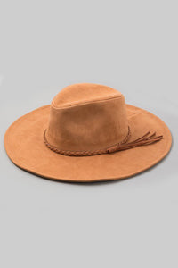 FAME Braided Faux Suede Fashion Hat
