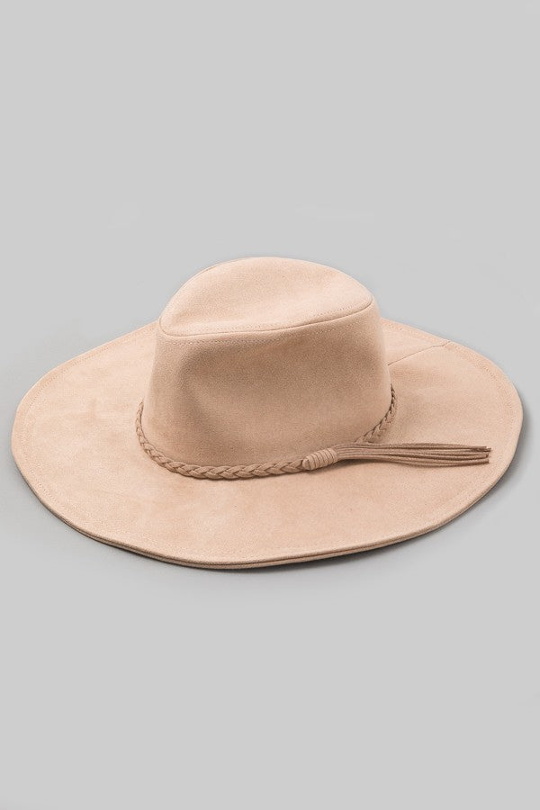 FAME Braided Faux Suede Fashion Hat
