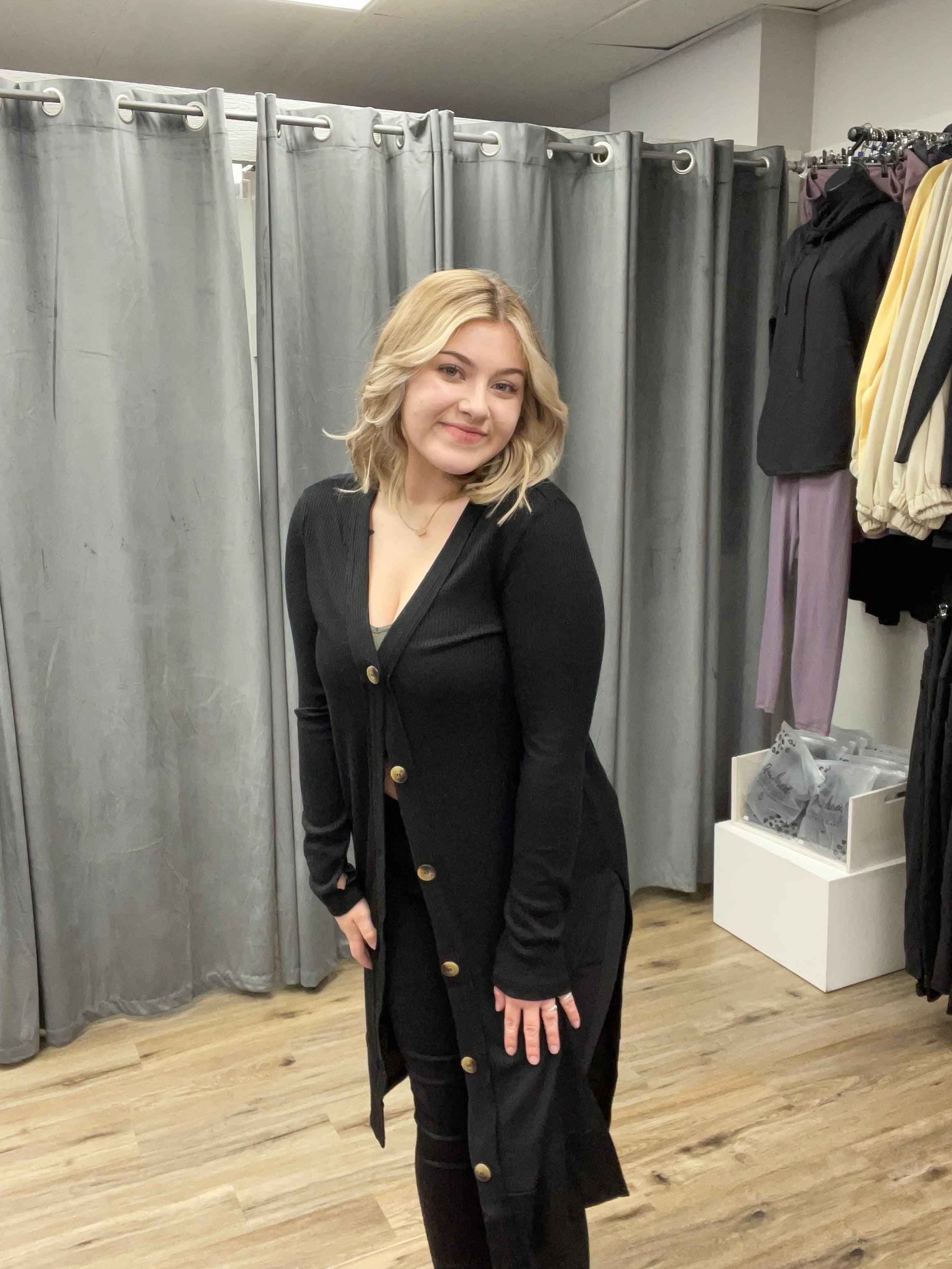 ZENANA LONG RIBBED CARDIGAN
