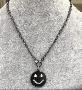 FANCY LINK CHAIN WITH CZ SMILEY FACE
