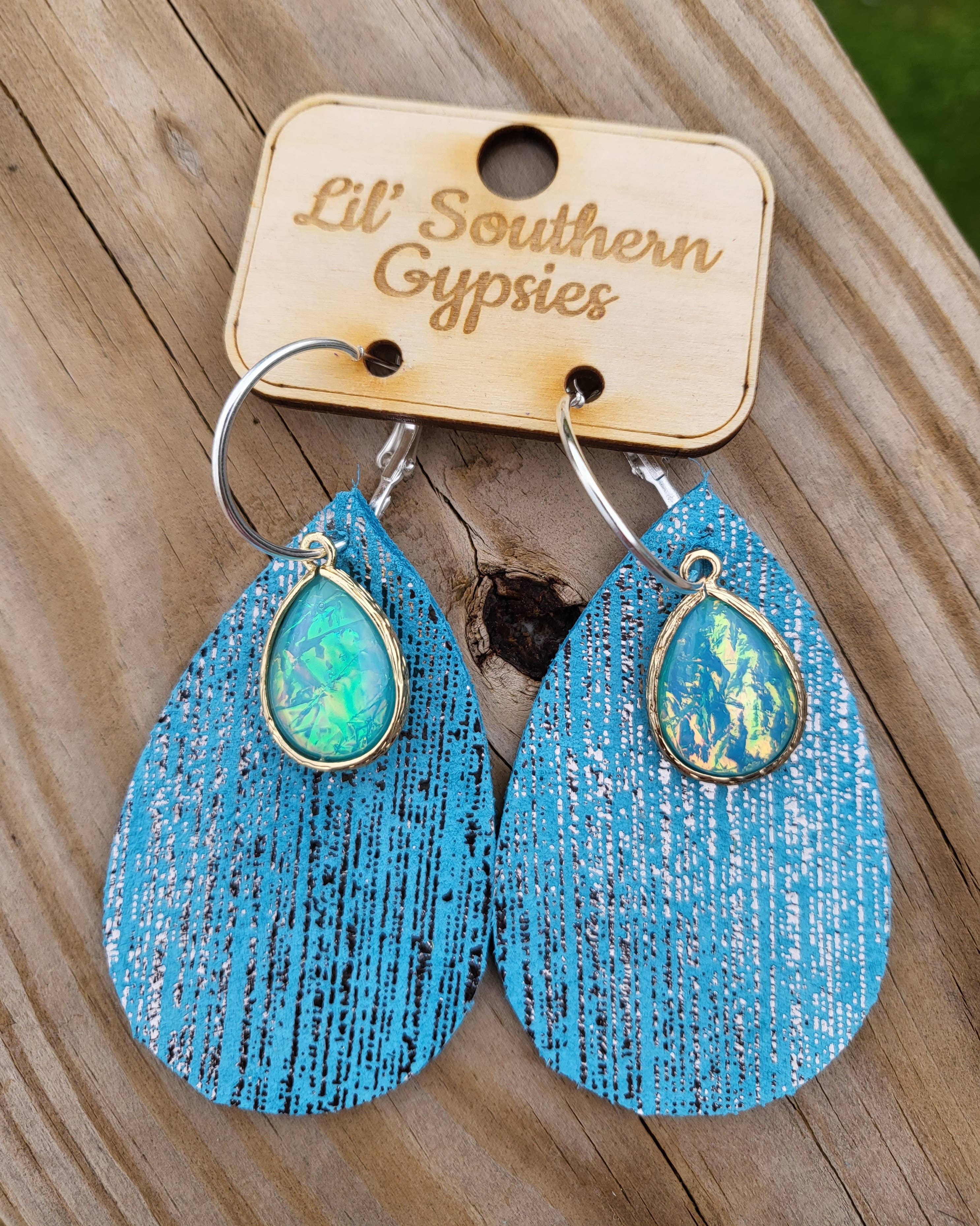 Lil' Southern Gypsies - Blue skies leather earrings