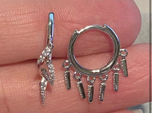 SILVER SPIKE HUGGIES EARRINGS