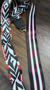 GUITAR STRAP RED,WHITE & BLACK