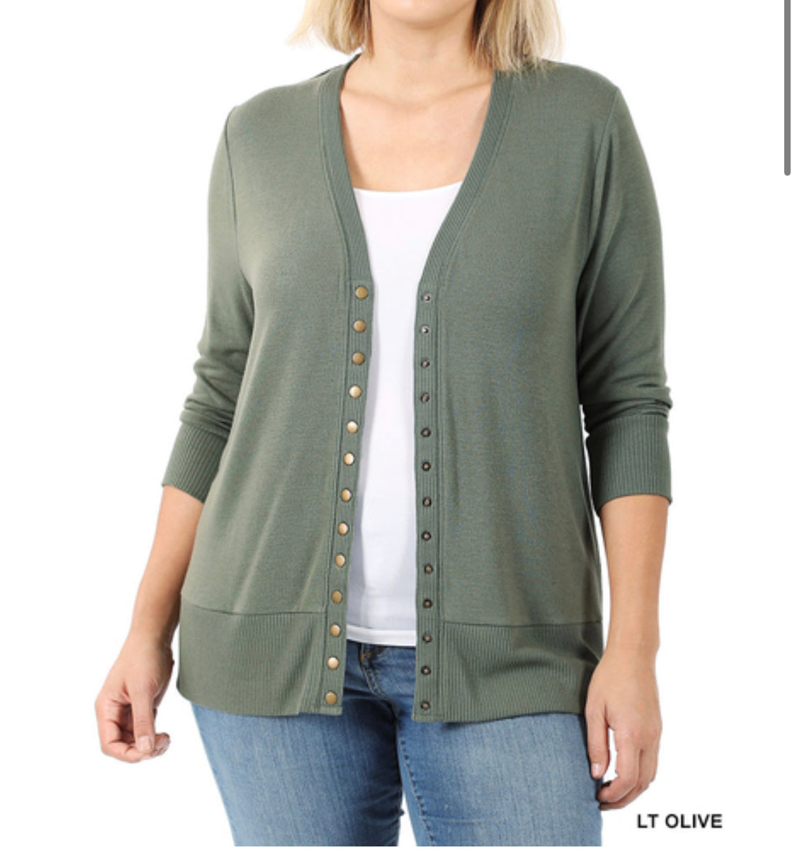 ZENANA SNAP 3/4 SLEEVE CARDIGAN NEW COLOR