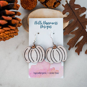 Hand Painted White Pumpkin Dangles