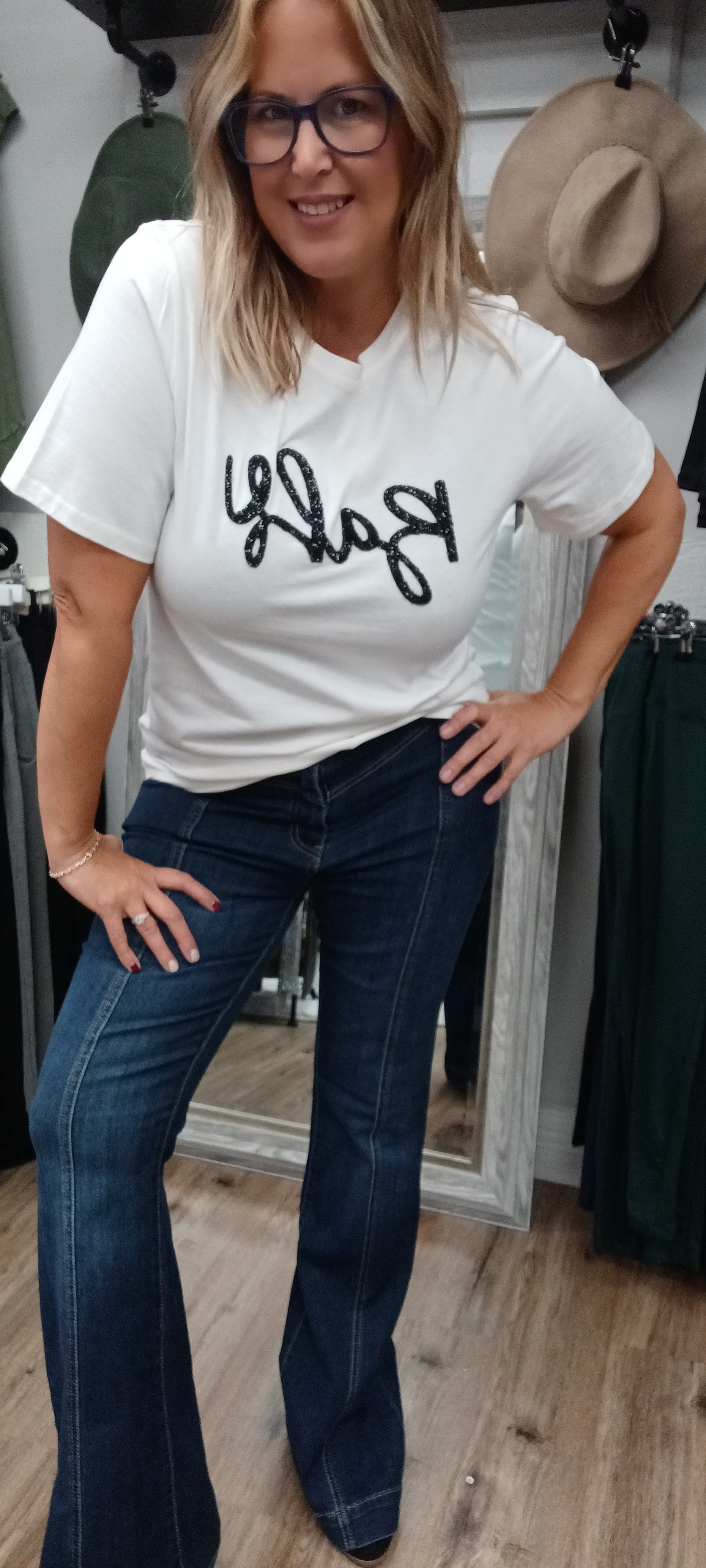 DAVI & DANI BABE TSHIRT WITH RHINESTONES
