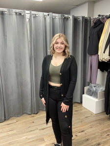 ZENANA LONG RIBBED CARDIGAN