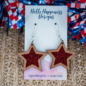 Americana Star Inset Dangle Earrings