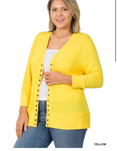 ZENANA SNAP 3/4 SLEEVE CARDIGAN NEW COLOR