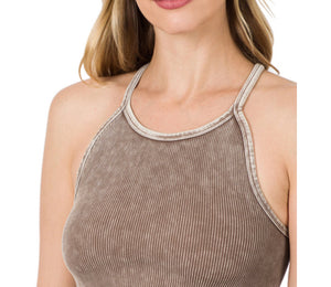 ZENANA RIBBED CROP TOP