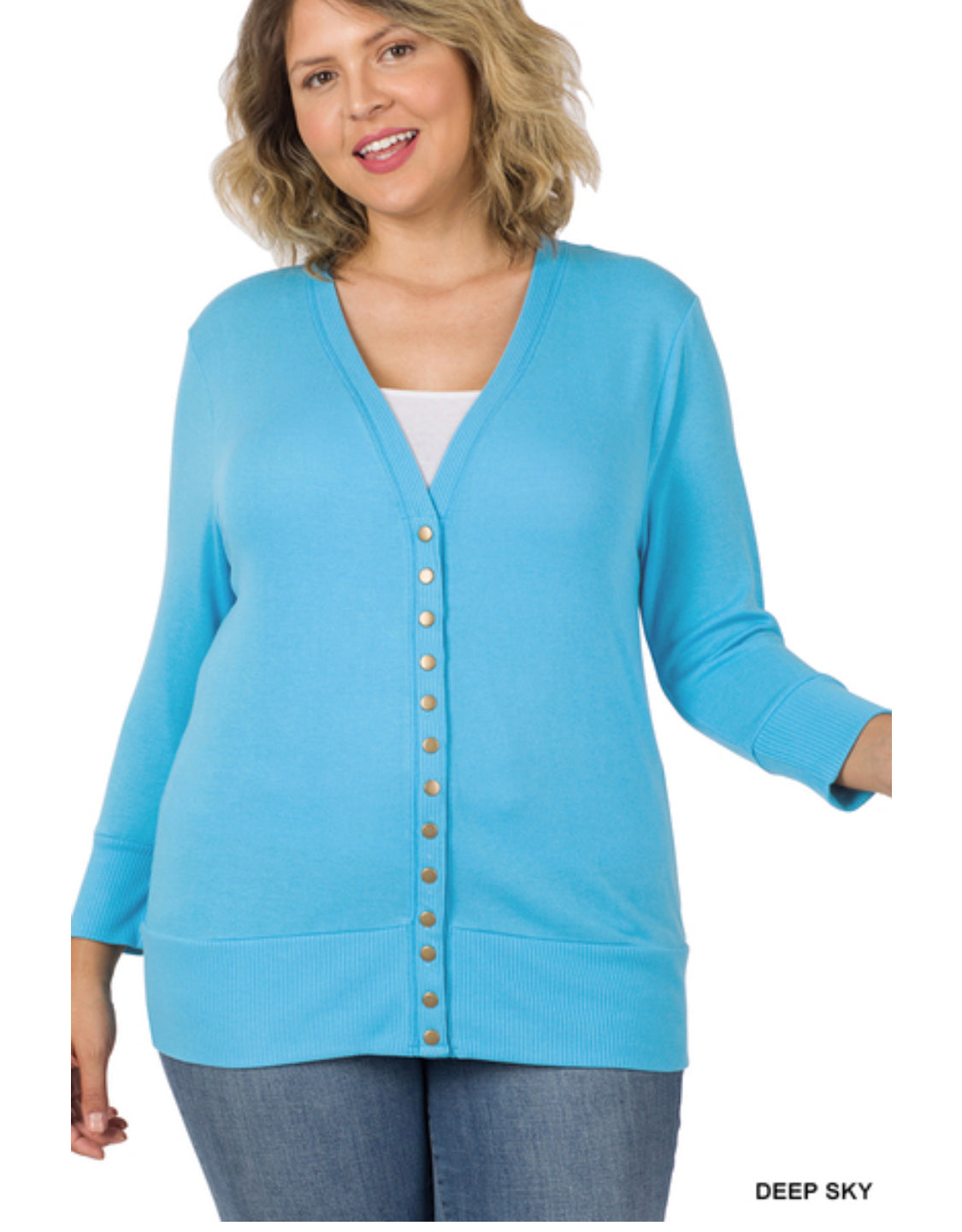 ZENANA SNAP 3/4 SLEEVE CARDIGAN NEW COLOR