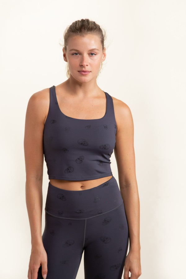 MONO B Skull Print Racerback Sports Bra