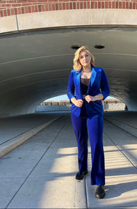 SKIES BLUE VELVET BLAZER