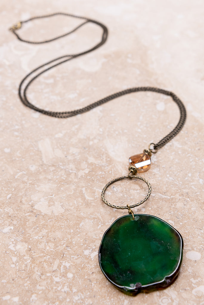 Princess Necklace in Green Agate