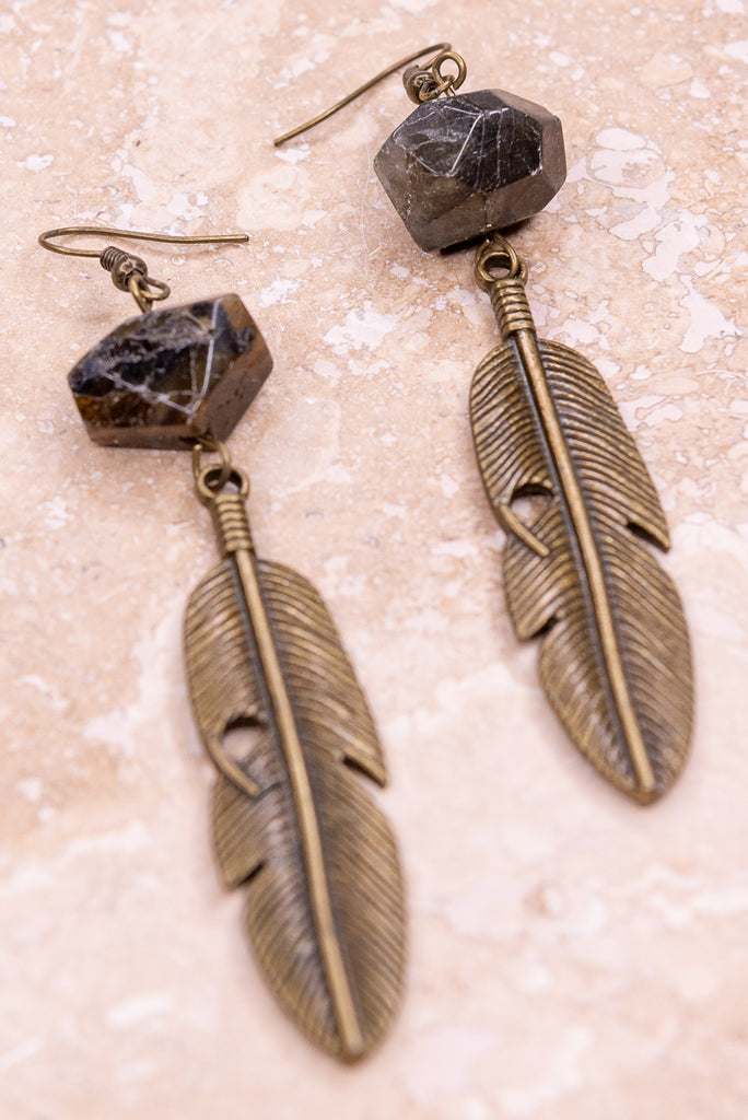 Raquel Earring In Bamboo Agate
