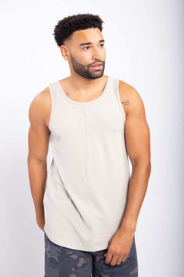 MONO B MEN TANK WITH CURVED HEM