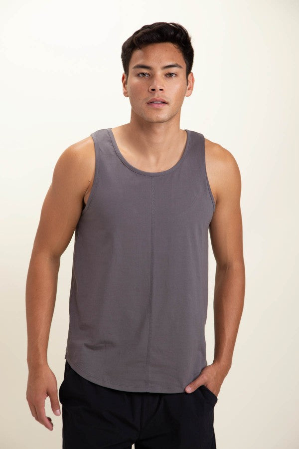 MONO B MEN TANK WITH CURVED HEM