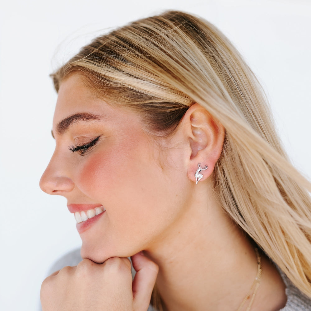 SNOWY SILVER REINDEER EARRINGS