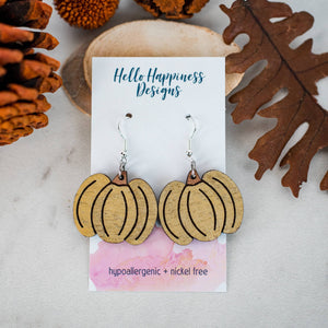 Hand Painted Gold Pumpkin Dangles
