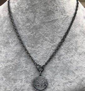 FANCY CUT LINK CHAIN WITH CZ LOVE CIRCLE