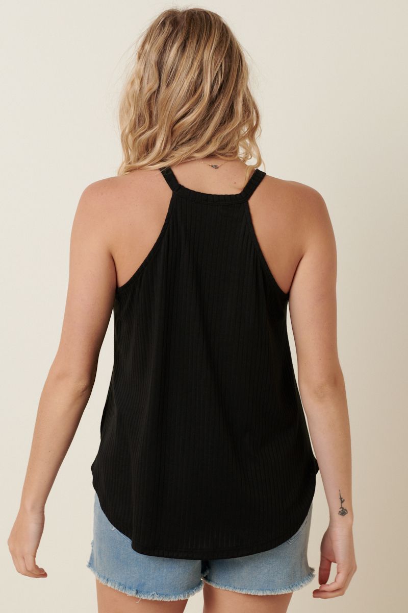 MITTOSHOP BRUSHED RIB KNIT HALTER TOP