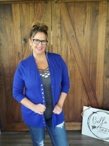 ZENANA 3/4 SLEEVE SNAP CARDIGAN